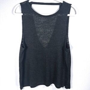 Black Sleeveless‎ Tank Top Open Back Casual Trendy Womens Basic Small